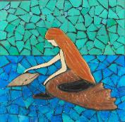 hello to dolphin mermaid glass and tile mural. sold