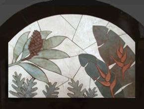 arched top tropical tile mural