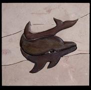 carved dolphin in 12 inch marble