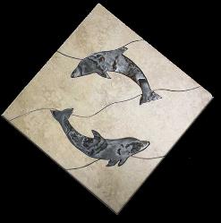 twin dolphins in a diamond
