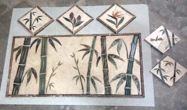 Kitchen bamboo design set with decos