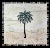 single palm tree mural with glass border